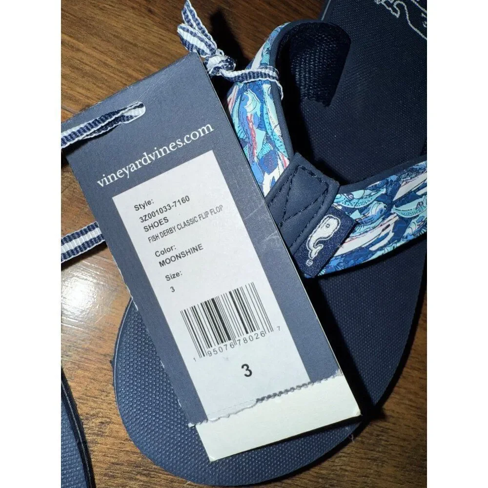 NWT Vineyard Vines Fish Derby Classic‎ Flip Flop Size 3